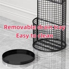 Metal Hollow Drain Rack, Freestanding Umbrella Stand Rack, Umbrella Stand with Water Tray, Multipurpose Umbrella Holder for Entrance, Office(Gold)