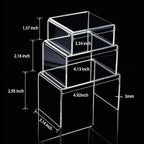 Chuangdi 2 Sets Acrylic Display Risers, Product Stand, Jewelry Display Riser Shelf Showcase Fixtures for Dessert Cupcake Candy Figure Treat Action Showcase(Clear,Small Set)