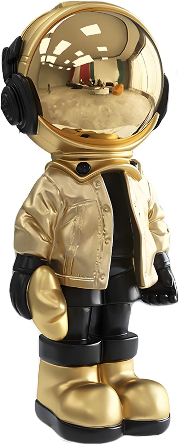 Dosker Small Astronaut Statues Mini Spaceman Sculpture Polyresin Arts Gifts Gold Figurine Ornament Room Decor for Men,Home and Desktop Accessories Tabletop Decoration, Living Room, Office, Bookshelf