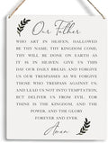 Christian Wall Art Dining Room Decor Our Father Prayer Wooden Hanging Sign Farmhouse Wall Decoration for Home Living Room Bedroom Bible Verse Sign Religious Home Wall Decor 10x8 Inches