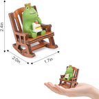 Miniature Frog Figurine Desk Decor, Cute Frog Statue, Mini Frog Garden Decor Resin, Funny Frog Figure Decorations Fairy Garden Accessories Gifts for Home,Office,Room Ornament(Chair Cake)