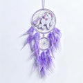 Handmade Dream Catcher, Animal Design Feather Dream Catchers Wall Decoration, Art Craft Feather Wall Decor for Home, Gift for Girls Kids Women (Purple)