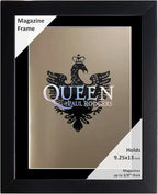 Creative Picture Frames 9.25 x 13 Magazine Frame with Full-Strength Glass, Holds Up To A 1/4" Thick Media with Installed Hangers for Easy Mounting, 11x14 Black Frame withBlack Mat
