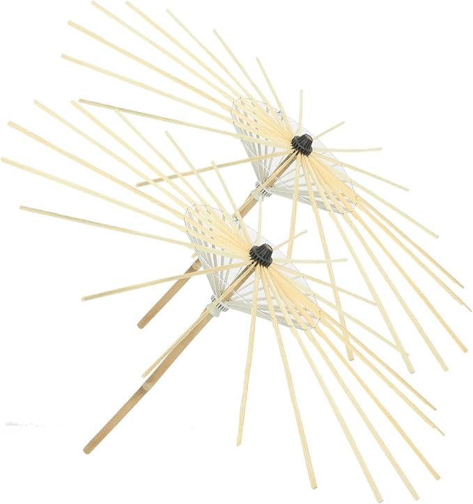 MAGICLULU 2Pcs Creative Oiled Paper Umbrella Stands Skeleton for Paper Umbrella Projects for Home Decoration and Photo Props Craftsmanship with Lines