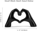 FANTESTICRYAN Small Heart Hands Statues Hand Love Sculpture Cute Decorative Home Decor Ornaments for Living Room, Wedding, Office Desktop, Cabinets, Bookshelf, Gift for Mom (Small Black)