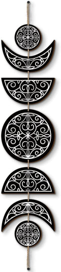 BBTO Boho Wall Decoration Moon Phases Wall Art Stars Moon Minimalist Room Decoration Wooden Gothic Witchy Pediments Hanging Sign