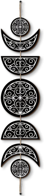 BBTO Boho Wall Decoration Moon Phases Wall Art Stars Moon Minimalist Room Decoration Wooden Gothic Witchy Pediments Hanging Sign