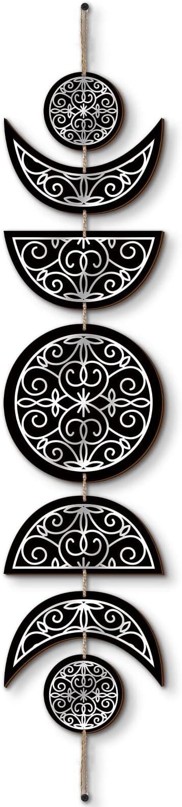 BBTO Boho Wall Decoration Moon Phases Wall Art Stars Moon Minimalist Room Decoration Wooden Gothic Witchy Pediments Hanging Sign