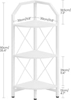 CHOEZON 3-Tier Corner Shelf, Industrial Corner Bookshelf, 35.4" Storage Stand, Plant Stand Display Shelf, Bookcase for Bedroom, Living Room, Home Office, White TCJ03WB