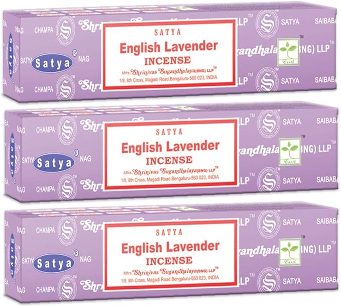 3 Packs Original Satya Sai Baba Nag Champa Incense Sticks Joss Insence - Insense 15g Box NagChampa Agarbatti (English Lavender)