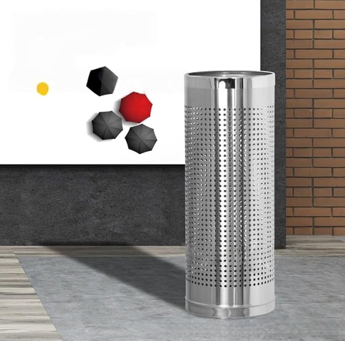 Stainless Steel Umbrella Stand Umbrella Storage Bin Space-Saving Perforated for Home Office Entryways Hotels (C)