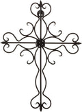 RELY+ Black Matte Wall Cross 14x10 Inch Living Room Décor Outdoor Crucifix Rustic Wall Decor Metal Wall Art Decorative Hanging Iron Wrought Wall Décor crosses for Indoor Home Halloween Decorations