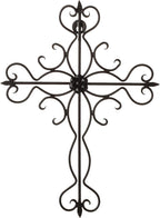RELY+ Black Matte Wall Cross 14x10 Inch Living Room Décor Outdoor Crucifix Rustic Wall Decor Metal Wall Art Decorative Hanging Iron Wrought Wall Décor crosses for Indoor Home Halloween Decorations