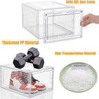 Attelite X-Large Clear Shoe Boxes Stackable Plastic Shoe Organizer ,Thicken & Sturdy Shoe Storage Box with Magnetic Door, Drop Front Shoe Box For Display Sneakers( 9 Pack, Clear White)