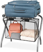 Whitmor Luggage Rack with Accessory Shelf - Black