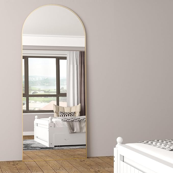 Full Length Mirror 71"x25" Arch Mirror Floor Mirror with Stand Wall Mirror Gold Arched Full Body Mirror Standing Hanging or Leaning Against Wall Bedroom Mirrors for Entry, Living Room