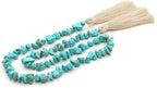 Natural Gemstone Bead Garland with Tassel,31inch Farmhouse Rustic Country Table Decor Prayer Healing Beads Boho Wall Shelf Hanging Decoration (Turquoise)