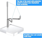 16 PCS Adjustable Metal Arms Display Stand, 2 X 2 X 3.5 Inch Small Rock Display Stand with Acrylic Base Small Displays Easel Holder Crystal Displays Stands for Picture Coral Geodes Mineral Agate