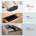 Drawer Organizer Clothes -3 Pcs T shirt organizer Multipurpose Dresser Drawer Organizer for Adults & Kids, Closet Foldable 12 Cells per Organizer - Closet Organizers & Storage, Shirt Folder - Black