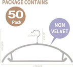 TIMMY Plastic Hangers 50 Pack No Shoulder Bump Suit Hangers Non Slip Space Saving Clothes Hangers Curved Design to Protect Clothes Shape(Grey)