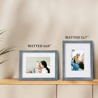 Egofine 9x12 Picture Frames Set of 4, Made of Solid Wood Covered by Plexiglass 5x7 and 6x8 with Mat or 9x12 whitout Mat, for Table Top Display and Wall Mounting Photo Frame Rustic Blue