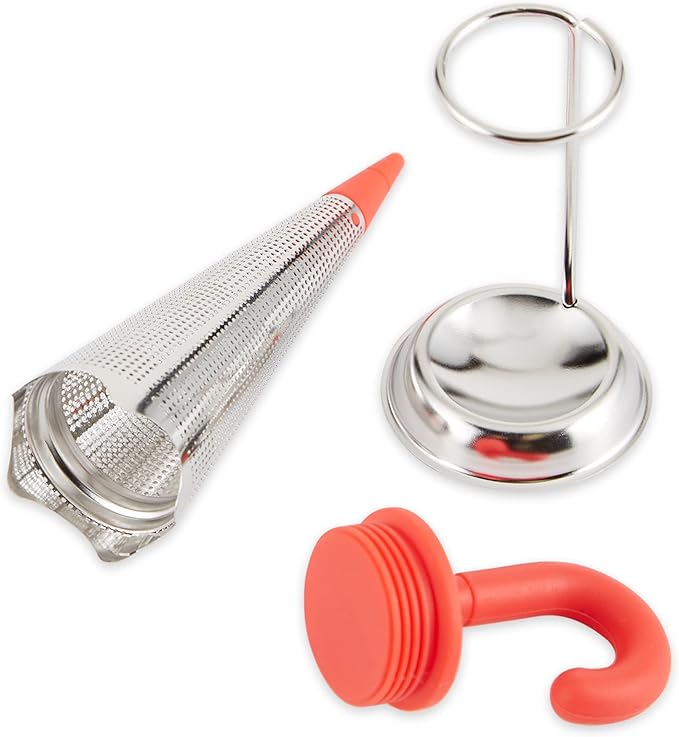 RSVP International Novelty Loose Leaf Tea Infuser/Strainer Includes Drip Stand, Umbrella/Stand, 1.25 x 5"