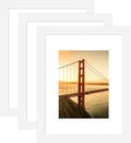 8.5x11 Picture Frame 3 Pack - White Poster Frame Display Pictures 6x8 with Mat or 8.5 x 11 Without Mat for Wall Hanging Horizontal and Vertica