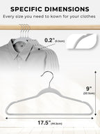 Smarter Plastic Hangers 200 Pack - Slim Non-Velvet Hangers with 360° Swivel Chrome Hook & Non Slip Notches - Ideal for Dresses Coats Shirts Jackets & More - Gray