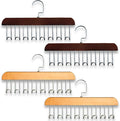 Belt Hanger 4Pcs Belt Hanger with 32 Hooks Bra Hangers for Closet,Space-Saving Wooden Closet Hanger Organizer for Ties, Scarves, Bras,Tank, Tops (2Wood Color 2Brown)