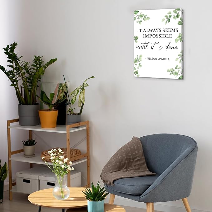 Inspirational Wall Art Motivational Painting Wall Decor for Office Living Room Bedroom, It Always Seems Impossible until It's Done Canvas Posters Art Work Gift (11.5 X 15 Inches, Framed)