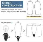 Drum Lampshades Set of 2, 11.6" Top x 12.6" Bottom x 9.8" High Lamp Shades for Table Lamps, Bedside Lamps, Floor Lamps, Gray Fabric Lampshade, Easy Assembly Lamp shade Replacement, Spider Fitter