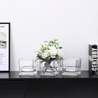 Square Clear Glass Vases Set of 6, 5" x 5" x 5" Flower Vases for Centerpieces, Square Vase for Centerpieces, Small Vase for Wedding, Party, Home Office Decoration