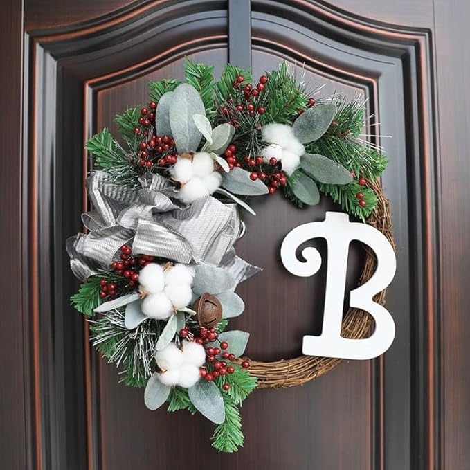 Manesi 12 Inch Christmas Wreath Hanger Hooks Over Door Metal Hooks Practical Clothes Towel Hanger Hooks for Christmas Front Door Decorations -Premium Sturdy Metal (Bronze)
