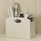 EZDeco Magazine Holder Foldable Magazine Rack Floor PU Leather File Holder Newspaper Book Storage Magazine Basket Document File Folder Organizer for Office Home (Off-White)