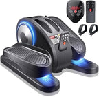 ESL Under Desk Elliptical - Portable Leg Exerciser with Pedal Strap for Seniors, Compact Seated Elliptical with Remote Control, LCD Display Electric Elliptical Trainers for Home