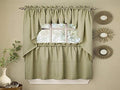 Sweet Home Collection Opaque Rib Cord Kitchen Curtains Pair, 36" Tier, Ribcord Sage
