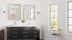 Keonjinn 24 x 32 in Brushed Nickel Bathroom Mirror for Wall, Silver Rectangular Metal Framed Vanity Mirror for Bathroom Sink Square Corner Aluminum Alloy Modern Rectangle Mirror(Horizontal/Vertical)