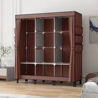 Portable Closet, 51.18" Large Capacity Clothing Storage Organizer with 3 Hanging Rods 6 Shelves 18 Side Pockets, Dustproof Sturdy Wardrobe for Bedroom Dorm Rental Apartment (Coffee, Large)