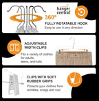 Hanger Central Premium 14 Inch Clear Pants Hangers with Adjustable Clips - 25 Pack Space-Saving Skirt Hangers - Non-Slip Heavy Duty Plastic Closet Organizers with 360° Swivel Hook