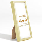 4x9 Aluminum Metal Picture Frame,Tempered Glass Gold Photo Frame 4x9 for Family Photo,Posters,Art,Document to Wall Mount Horizontally or Vertically