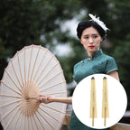 MAGICLULU 2Pcs Creative Oiled Paper Umbrella Stands Skeleton for Paper Umbrella Projects for Home Decoration and Photo Props Craftsmanship with Lines