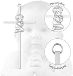 Tryuunion Baby Wall Cross Baptism Gifts for Boys, 7-inch Silver Blessing Boy Baptism Crosses for First Holy Communion Christening and Dedication Baptismal Gifts from Godparents