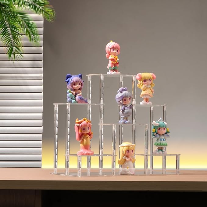 6 Tier Clear Action Figures Display Risers Stand Shelf, Acrylic Display Stands for Collectibles,Pop Figures Holder Perfumes Organizer,Large Rock Risers Rack