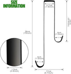 Premium Double Sided Wreath Hook for Front Door - Large Metal Hook Holds 2 Wreaths - Black, 9.4-15 Inch