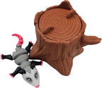 Articulating Animals Raccoon, Fox, Panda, Skunk, Possum with Containers - 3D Printed Articulated Joints ADHD, Autism, Relief Anxiety, Collectible Figurines (Possum Tree Stump)