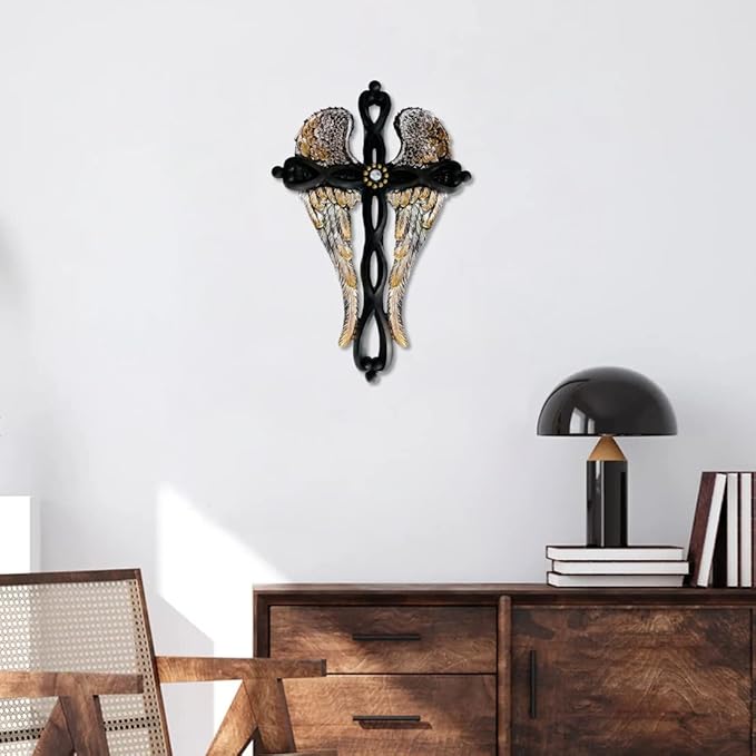 Crucifix Wall Cross, Crosses Wall Decor, Angel Wings Wall Decor, Jesus Religious Catholic Christian Native American Southwestern Unique Gothic Mexican Vintage Retro Wall Art Decor For Home Sculpture