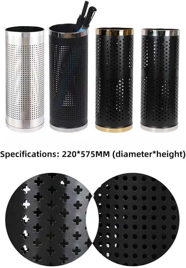 Stainless Steel Umbrella Stand Umbrella Storage Bin Space-Saving Perforated for Home Office Entryways Hotels (B)