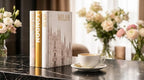 Decorative Books for Home - Shelf Decor Accents - Set of 3 - Modern Hardcover Book Stack - Matte Gold Coffee & Entry Table Decoration - Contemporary Display - Fashion Designer Dresser Aestethics