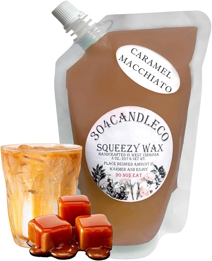 304CandleCo Large Squeeze Soy Wax Melt - 50 SCENTS! - Highly Fragrant & Hand-Crafted - Easy Mix & Match - American Made - Perfect for Wax Warmers (3oz, Caramel Macchiato)