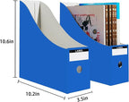 Limitliho 6 Pack Cardboard Magazine Holder for Desk, Book Bins for Classroom Library,Office,Home, 10.6" H x 10.2" L x 3.5" W in Magazine File Holder (Blue)